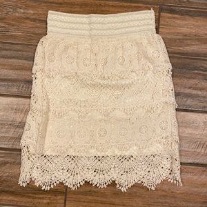 Blue Island S/M cream colored crocheted skirt